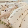 Pure cotton 4-piece bedding set with cute cartoon dog print, soft and skin-friendly fabric. - Simple Puppy / 120x150cm Single Duvet Cover