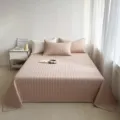 Juego de colcha acolchada de algodón, funda de cama antideslizante gruesa con elegante diseño circular. - Fundas de almohada 48x74 cm (par) / Lunares marrones