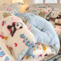 Cute cartoon panda and bear print cotton duvet cover ins style soft comfortable bedding single - Childlike Graffiti