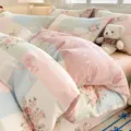 Ins style cotton duvet cover single floral patchwork bedding set cozy bedroom winter new - Floral Fragrance - Green