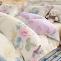 Cotton floral duvet cover aesthetic bedding set single queen size cozy bedroom decor winter home. - Bright Spring Sunshine