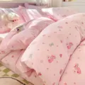 Pink cotton duvet cover set with cute rabbit pattern, soft bedding for sweet bedroom decor. - Strawberry Puppy / 120x150cm Single Duvet Cover