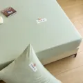 Waschbare Baumwoll-Spannbettlaken mit süßem Bären-Aufnäher, weich und bequem für Studenten. - Fruchtgrüne Streifen / 90*200 cm +15 cm