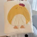 Cartoon chick milk velvet winter quilt with towel embroidery and pom-pom decor, thick and cozy. - Little Yellow Chicken / 120*150cm Spring & Autumn Quilt - 2.3 Jin