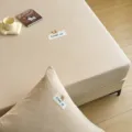 Gewassen Katoen Hoeslaken Beige Streep Schattige Beren Patch Eenpersoons Beddengoed - Khaki streepjes