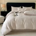 Parure de lit de luxe en pur coton 4 pièces housse de couette et taies d'oreiller - [Style drap plat] Ensemble 3 pièces 0,9 m - housse de couette 150x200 / Citron précoce - café au lait