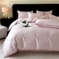 Parure de lit en coton rose avec jacquard floral et passepoil pour décoration de chambre. - Citron précoce - mauve clair