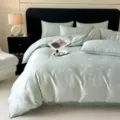 Parure de lit en coton vert menthe avec jacquard floral luxueux pour chambre à coucher moderne. - Citron précoce - bleu ombre de lune