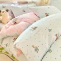 Cute cartoon bear cotton bedding set, soft pink and blue duvet cover with sweet dot patterns. - Dot Forest Bear / 120x150cm Single Duvet Cover