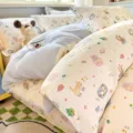 Cute cartoon cat print cotton bedding set four piece suite for cozy bedroom home decor - Rolling Hydrangea Ball / 120x150cm Single Duvet Cover