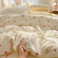 Cozy cartoon printed imitation cotton bedding set, soft skin-friendly four-piece quilt cover. - Christmas Eve / Pair of 48x74cm Pillowcases