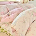 Pure cotton floral bedding set four pieces pink bow bed sheet duvet cover sweet style cozy - Blooming Flower Song / 120x150cm Single Duvet Cover