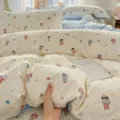 Cartoon Printed Bedding Set, Skin-Friendly Brushed Cotton Comforter Sheet Set, Beige - Childlike Style / Pair of 48x74cm Pillowcases