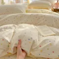 Colorful heart print bedding set, skin-friendly cotton feel duvet cover and bed sheet. - Colorful Stripes / Pair of 48x74cm Pillowcases