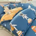 Cotton bedding set variant, space rocket print duvet cover and pillowcases for kids room. - Happy Astronaut / 120x150cm Single Duvet Cover