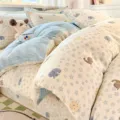 Cotton bedding set with cute cartoon animal and star prints, soft and cozy bedroom decor. - Blue Star Zoo / 120x150cm Single Duvet Cover