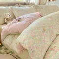 A-class Xinjiang cotton 4-piece bedding set, fresh floral design with cute cartoon bears, soft and cozy. - Dream Garden / 120x150cm Single Duvet Cover