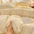 Soft printed cotton feel bedding set four piece vertical stripe polka dot design bedroom decor - Childhood Memories Style / Pair of 48x74cm Pillowcases