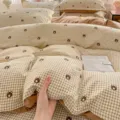 Cute bear plaid printed bedding set four piece set soft breathable fabric for all seasons - Bear Head / Pair of 48x74cm Pillowcases