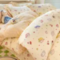 Cute cartoon cotton bed sheet set, soft baby grade duvet cover and pillowcases for cozy bedroom. - Candy Kindergarten / 120x150cm Single Duvet Cover