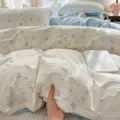 Comfortable soft cotton-feel butterfly bow print bed linen four-piece set, cozy bedroom decor. - Dream Chasing / Pair of 48x74cm Pillowcases
