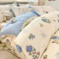 Pure cotton bedding set cute astronaut duvet cover cartoon space theme bedroom set 4pcs - Interstellar Kids / 120x150cm Single Duvet Cover