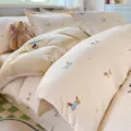 Pure cotton bedding set variant with cute dog pattern, soft beige twin size sheet. - Star Corgi / 120x150cm Single Duvet Cover