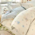 Cotton bedding set with cute bear cartoon print, soft duvet cover and pillowcases for cozy home. - Star Fairy Tale Park / 120x150cm Single Duvet Cover