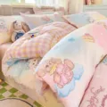 Cute pastel gradient cotton bedding set with adorable bear print, duvet cover and sheet. - Sweet Dream Among Clouds / 120x150cm Single Duvet Cover
