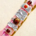 Unique set of irregular silver rings with enamel and earthy gemstones displayed on fabric - Silver-Tone Irregular Bohemian Ring Set Style (6512802HB)