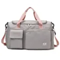 Graue Reisetasche mit rosa Trägern, große Sporttasche für Fitness, Yoga und kurze Reisen. - Grau