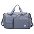 Graue Blaue Sporttasche Reisetasche Fitness Tasche mit Vielen Fächern und Taschen - Dunstblau