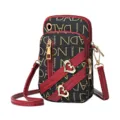 Kleine Schoudertas Telefoon Tas PU Leder Mini Crossbody Tas Rood Zwart Stijlvol - Bordeauxrood