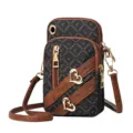 Vrouwen mode mini crossbody telefoon tas met schouderband verticale schoudertas. - Bruin