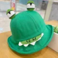 Green cartoon 3D big eye bucket hat, cute funny sun protection basin hat for daily wear. - 53-58cm (Adjustable) / Green
