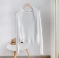 White knit hollow out shawl cardigan summer lightweight sun protection outerwear detail view - White