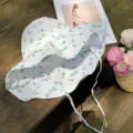 Summer floral bucket hat for women, breathable cotton fabric with cute green print and chin strap. - M (54-58cm) / Green Flower