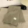 Cozy knitted winter scarf for women, soft ribbed warm scarf, stylish casual daily neck warmer. - Beige