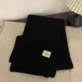 Black knitted winter scarf for women, warm soft woolen neck warmer, cozy ins style accessory. - Black / 160