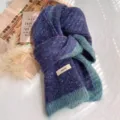 Chic wool blend winter scarf with cozy speckled texture and stylish color block design. - Ocean Starry Sky