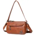 Borsa a Tracolla in Pelle Morbida Marrone Vintage da Donna per Uso Quotidiano Casual - Marrone giallastro
