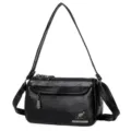 Borsa a tracolla vintage in morbida pelle da donna, elegante borsa nera quotidiana. - Nero