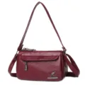 Vintage morbida pelle donna borsa a tracolla borsa crossbody casual retro rossa piccola borsa - Rosso