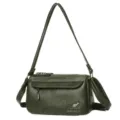 Dark green soft leather retro shoulder crossbody bag for women, elegant casual messenger purse. - Green