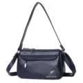 Women soft leather vintage shoulder bag casual crossbody messenger bag dark blue phone bag - Blue