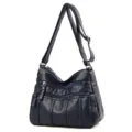 Borsa a tracolla in morbida pelle da donna design multi tasche borsa casual giornaliera. - Blu scuro