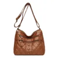 Borsa a tracolla in morbida pelle con tasche con zip, elegante borsa da donna. - Giallo