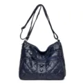 Borsa a tracolla in morbida pelle blu da donna, elegante borsa casual trapuntata variante. - Blu
