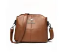 Borsa a tracolla da donna in pelle PU marrone, borsa casual vintage multi-comparto. - Giallo
