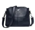 Borsa a tracolla donna blu scuro multistrato in pelle PU borsa a mano casual elegante - Blu scuro